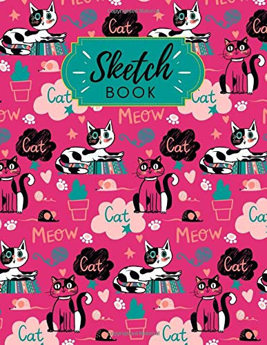 Cute Quirky Cat Pattern Cover Sketch book For Drawing, Doodling & Sketching | 120 pages | 8.5x11 | Large Sketchpad for Kids Teens and Adults | Gift Idea for Artists, Fashion Designers, Illustrators