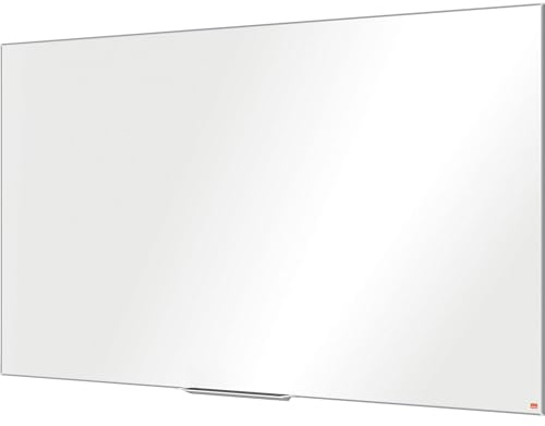 Nobo Magnetisches Widescreen-Emaillle-Whiteboard mit Stiftablage, 1880 x 1060 mm, Schlanker Zierrahmen, InvisaMount-Montagesystem, Impression Pro, Weiß, 1915252