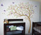 Großer Baum Wandaufkleber Kinderzimmer Wand Baum Aufkleber mit Vögeln Baum Wandsticker Wandtattoo Vinyl Wanddekor KW032 (Äste nach links, Hellbraun, Lindgrün, Hellrosa, Lavendel)