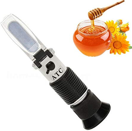 RGBS Honigrefraktometer, Brix, Baume und Wasserfeuchtigkeit 3-in-1 Honigtester mit ATC. 58-90% Brix, 38-43 Be' und 12-27% Wasserfeuchte-Messbereich für Honig, Bienenzucht