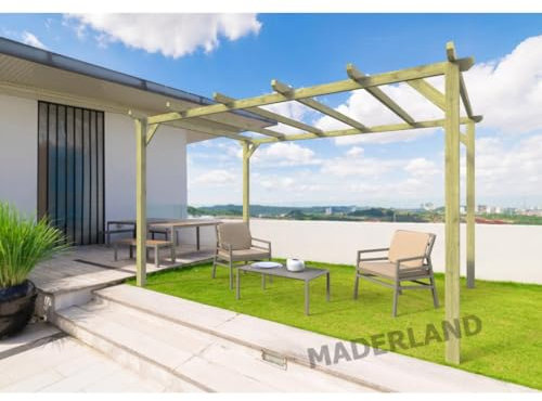 Pergola en bois autoportante - modèle BARCELONA - 510 x 420 cm
