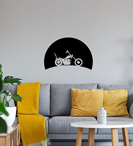 Chopper im Sonnenuntergang Wandtattoo Schwarz Aufkleber 68 x 46 cm