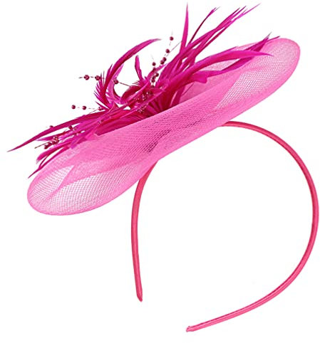 ABOOFAN Fascinators Chapeau Élégant Fleur Plume Net Maille Derby Thé Chapeaux Chapeaux Élégant Cocktail De Mariage Bandeaux pour Les Femmes Fille Rose