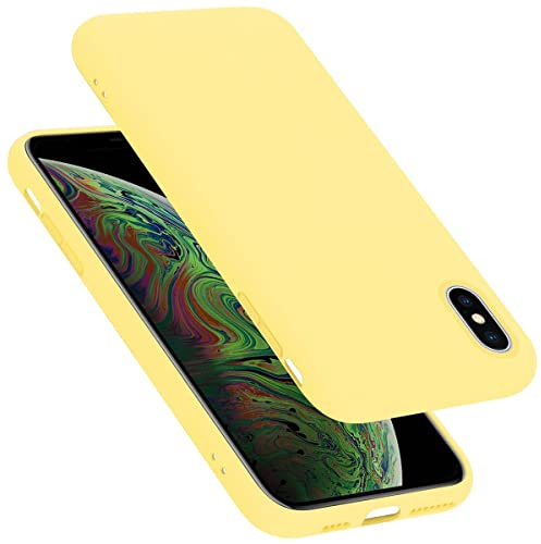 Cadorabo Hülle kompatibel mit Apple iPhone XS MAX Hülle Silikon Handyhülle für iPhone XS MAX Case aus flüssigem Silikon- Kratzfeste und stoßfeste dünne TPU Schutzhülle - Liquid GELB