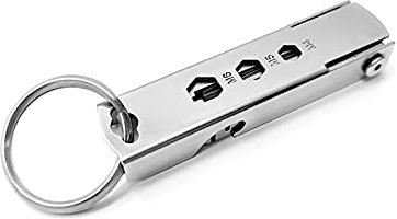 11 in 1 Multifunktionswerkzeug Faltender Schlüsselanhänger EDC Karabiner, Flaschenöffner und Fahrradwerkzeuge, für das Überleben im Freien, Silber