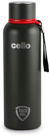 Cello Duro Tuff Steel Series - Kent doppelwandige Edelstahl-Wasserflasche mit langlebiger DTP-Beschichtung, 750 ml, Militärgrün