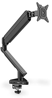 DIGITUS Monitorhalterung - Tischklemme - Single-Mount - Gasdruckfeder - Integrierte USB-C Dock - Bis zu 30-Zoll - Schwarz
