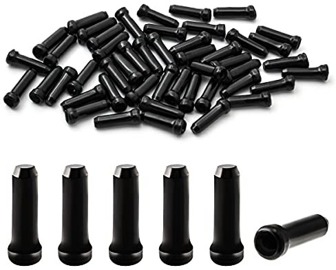 MUQZI 48PCS Cable End Crimps, Alloy Bike Cable End Caps Bicycle Brake Tips Shifter Cable Ends Cap for MTB and Road Bike, Black