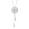 TOFBS Largo Colgante Collares Mujer Plata Cristal Flor Perlas Borlas Circón Suéter Ajustable Vestido Collares Conjunto Joyería Moda Regalos (Blanco)