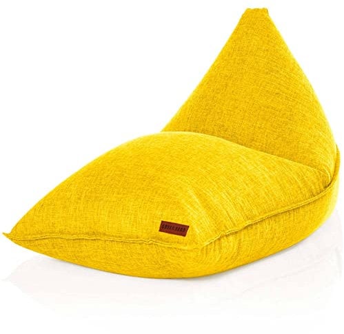 Green Bean Sitzsack Triangle 150x100x100cm mit 220 Liter EPS-Perlen Füllung - Kuschelig Weich Waschbar - Drinnen Stoff Bodenkissen Liegekissen Sitzkissen - Gelb