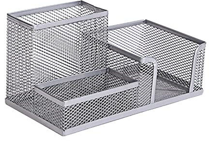 Kaizuca Kinder Stiftehalter aus Drahtmetall, Büro Stiftehalter, Stifte Organizer, Quadrat, Metallgeflecht, für Büroaufbewahrung, Schminktisch (Silber)