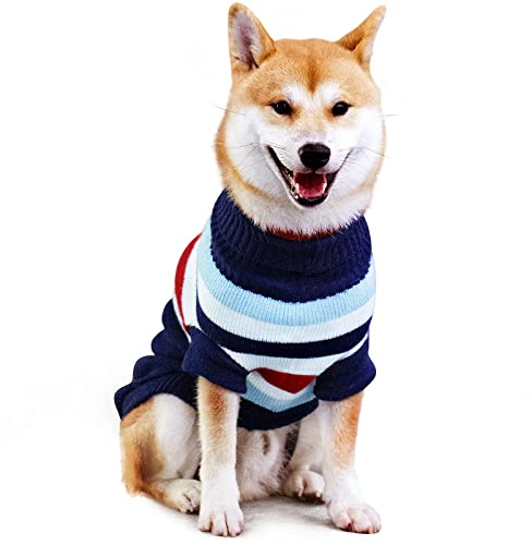 Dog Jumper Large Dog Christmas Sweater Warm Winter Pet Clothes for Medium Large Pet (M Back Length:20/Blue)