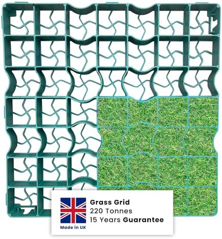 Coloured Shed Base Plastic Grid - Ideal Gravel Grid for Driveways, Bike Shed & Garden Shed, Durable Plastic Shed Base - Path Base Mat for Greenhouse Deck Turf Lawn - (40 Grids (10m²), Grass Green)
