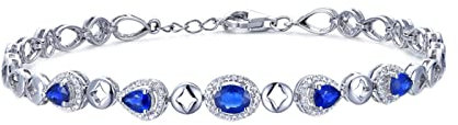 Daesar Ambänder Weißgold 750 Damen, Armband Charms 18CM Münzen mit Saphir 1.1ct Partnerarmband Frauen mit Diamant Weißgold