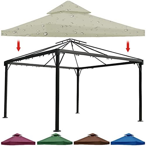 3x3 Gazebo Canopy Replacement Covers 3m x 3m 2 Tier Waterproof with Air Vented Top for Outdoor Pergola Patio Oxford Cloth(Top Only)
