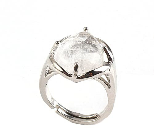 WLLDDDIU HGJH Ring Damen, Resizable Kristallquarz-Stein-Ring-Natürlicher Bergkristall-Wasser-Tropfen-Stein-Finger-Ring Für Frauen-Partei-Schmuck
