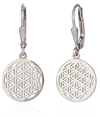 NKlaus Paar Ohrhänger Blume des Lebens 925 Silber 12,6mm Lebensblume Damen Ohrringe 9712