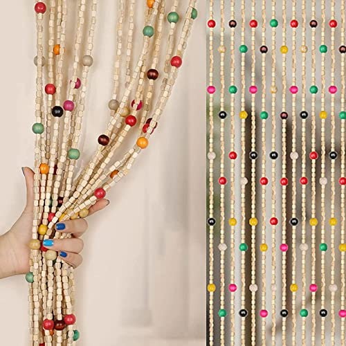 Rideau de Porte Perles Bambou En Bois Naturel,Rideau de Perles Séparateur de Pièce,Rideaux D'entrée Anti Mouches,Diviseur à Panneau,pour Chambre Coucher,Personnalisable (36 strands (70x120cm))