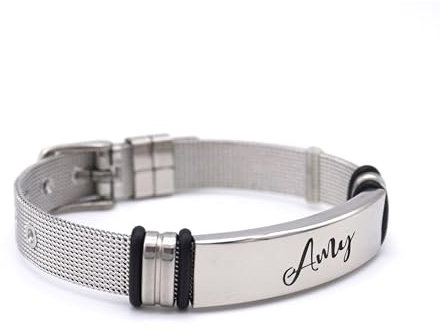 Armband mit persönlicher Beschriftung - größenverstellbar - Edelstahl Lasergravur