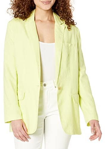 Steve Madden Apparel Blazer, Lino sul Bordo Casual da Lavoro, Lime soleggiata, S Donna