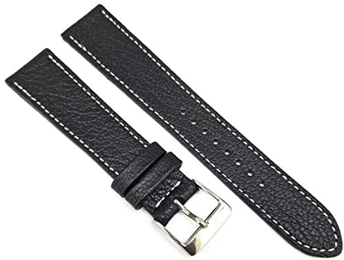 Fluco Uhrenarmband 19mm Montana feines Leder Uhrband schwarz Made in Germany