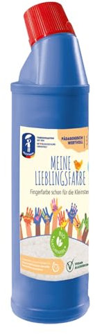 Feuchtmann MEINE LIEBLINGSFARBE Edu Bottle | 900g cremige Fingerfarbe Einzelflasche | hautfreundliche Fingermalfarbe auf Wasserbasis | ungiftig, auswaschbar | Malfarben Kinder (ab 2 Jahre), FARBE:Blau