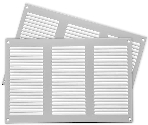 2-Pack 12 x 8 Inch / 300 x 200 mm White Air Vent Cover - Steel Air Grilles - for Ceiling and Sidewall - HVAC - with Insect Protection Screen (11.81''x7.87'' Inch, White)