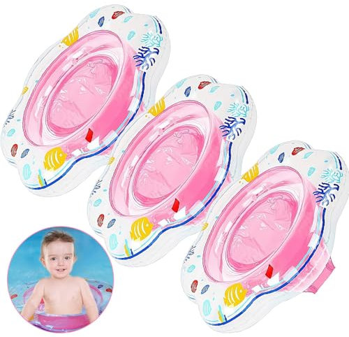 3pcs Bouée Bébé Flotteur de Natation Gonflable pour avec Siège de Sécurité Natation Jouet Anneau de Natation Gonflable Bébé pour bébé de 6 à 36 Mois (Rose)