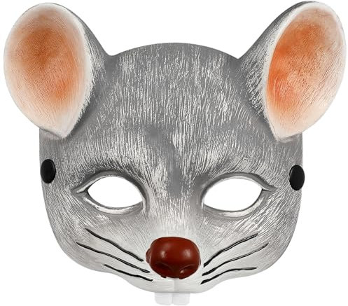 Veemoon Halloween Mouse Mask PU Foam Rat Mask Costume Props for Masquerade Cosplay Carnival Light Grey