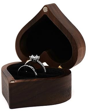 AWOCAN Ringschatulle aus Holz, handgefertigt, für Antrag, Verlobung, Hochzeit, Zeremonie, Träger, Display-Aufbewahrungsbox, Ringaufbewahrungsbox, Verlobungsgeschenk (doppelt)