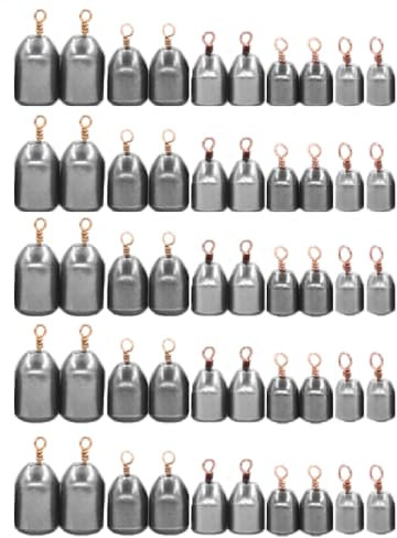 50 Pcs Fishing Sinker Weights Kit, Mixed 8 Sizes Sea Fishing Weights Iron Sinker Fishing Tackle Fishing Accessories for Saltwater Freshwater
