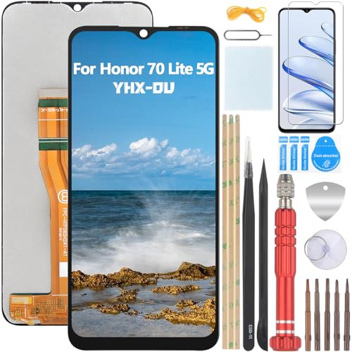 YHX-OU 6.5 Écran Tactile LCD de Rechange pour Honor 70 Lite 5G Honor 70 Lite RBN-NX1 Écran LCD Display de numériseur Tactile Remplacement + Outil d'installation+Verre Trempé(Noir)