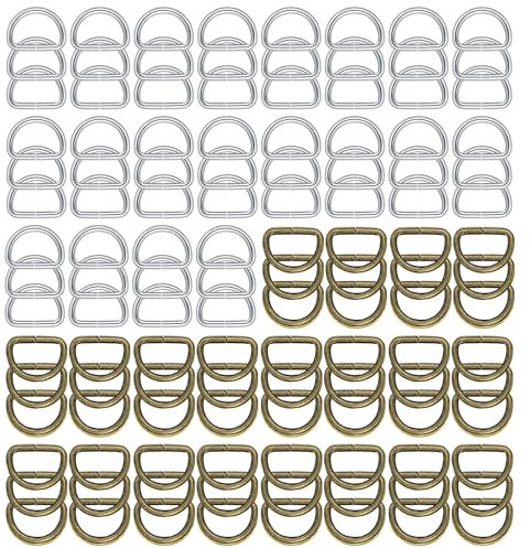 HUAZIZ 120 Stück Metall D Ring Clip Multifunktionaler Silberner D Ringe Verschluss für Geldbörse Schlüsselanhänger Leine und Hundeleine Hand DIY Zubehör 25 cm