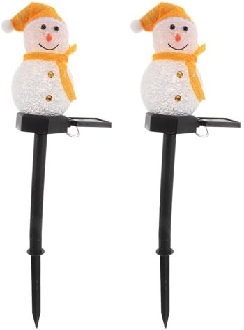 POPETPOP 4 Stück LED Solar Schneemann Figur Gartenstecker, Weihnachten Schneemann Deko, Wetterfest für Innen und Außen Winterdekoration