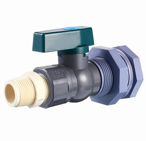 Kit de grifo de barril de lluvia de PVC, válvula de grifo de tanque de agua de lluvia de 3/4 pulgadas con accesorio de mamparo y adaptador de manguera para acuarios, piscinas, barriles de jardín,