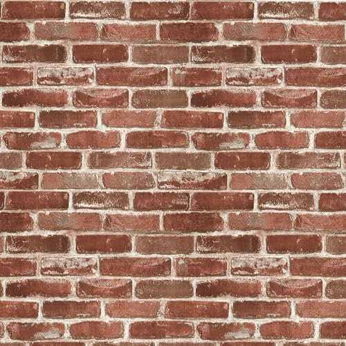 ZHMRROAD Red Brick Wallpaper Self-Adhesive Peel and Stick Good for Home and Furniture Renovation Red 17.5 Inch x 9.84 Feet