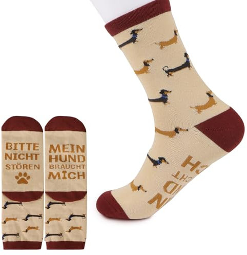 GEBETTER Geschenk für Hundebesitzer Dackel Socken 36-45 lustige Dog Geschenkideen Mit Spruch „Bitte Nicht Stören Mein Hund braucht mich“ Geburtstagsgeschenk für Frauen Männer Hundeliebhaber