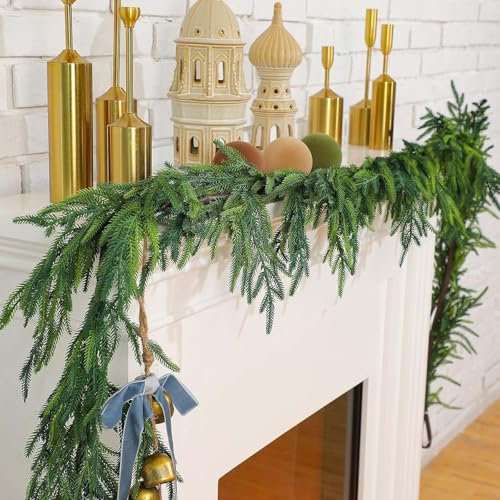 Norfolk-Kiefernzweige für Weihnachten, Künstliche Girlande für DIY-Handwerk, 183 cm, für Innen- und Außenbereich, Heimdekoration (1 Stück)