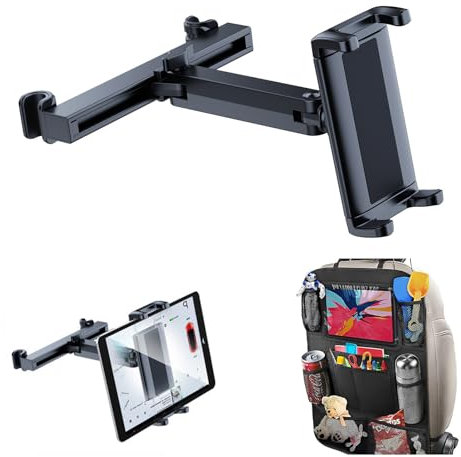 Soporte Tablet Coche,Organizador de Asiento Trasero para Coche,Brazo de Extensión Plegable 360° Rotación Soporte para iPad Coche para Niños,Compatible con iPad,Todos los Dispositivos de 4.7-12.9