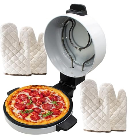 forplubossmmp Horno De Pizza Eléctrico con 2 Guantes | Máquina para Hacer Pizza Antiadherente De 2000W | Utensilios para Hornear Grandes De 30 Cm | Máquina para Hacer Pan Y Pizza De Encimera
