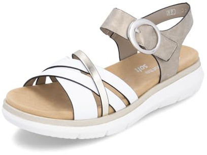 Remonte Damen Riemchensandalen D2K55, Frauen Sandalen,lose Einlage,Sommerschuhe,Freizeitschuhe,offene Schuhe,Strandschuhe,bequem,metallic (90),36 EU