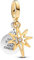 Pandora Moments Gravierbarer Polarstern Charm-Anhänger mit Labor gezüchtetem Diamanten aus Sterling Silber mit vergoldeter Metalllegierung, Kompatibel Moments und ME Armbänder, 763588C01
