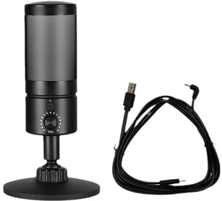 Ubxvamm USB Cardioid Condenser Microphone with Desktop Stand Color Led Lights for PC, Gaming and Podcasting Black