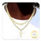 LOLIAS 2 Stück Kreuz Kette Herren Gold Edelstahl Kreuzkette Gold Herren Halskette Herren mit Kreuz Anhänger Gold Goldkette Herren Schmuck Männer Jesus Kette Jungs