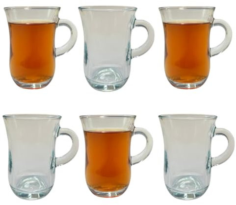 C&S Homestore 6X LAV Yudum Turkish Tea Glasses Espresso Coffee with Handle 95ml/3.25oz