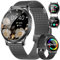 DREMAC Smartwatch Damen,1.32'' Amoled Kreisbogen Display,Damen Armbanduhr mit Pulsumesser/Menstruationszyklus/SpO2/Schlafmonitor,IP68 Wasserdicht Fitness Tracker für iOS Android Schwarz