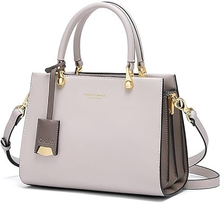 Cnoles Elegante Leder Damen Handtaschen Top-Handle Satchel mit Schulterriemen Modische Einkaufstaschen für Damen (grau)
