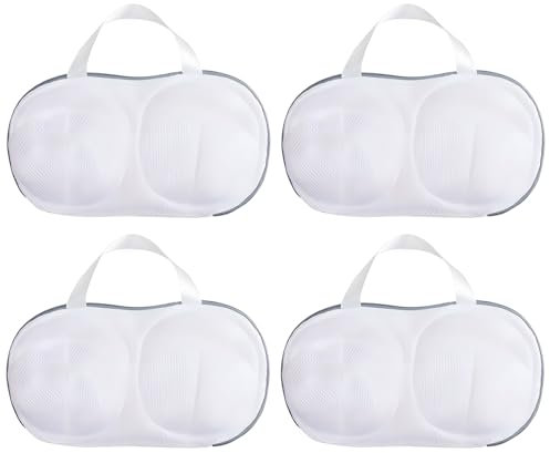 4-Pack Delicate Bra Washing Machine Bag, Bra Wash Bag Protects Lingerie in Bra Laundry Bags For Washing Machine, Prevents Stretching & Damage, 28 cm x 15 cm Light Grey Set