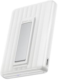 Banco de energía magnético EcoFlow Rapid 10000 mAh, Carga magnética de 7,5W, inalámbrico, Carga de 30W con USB-C, Recarga de 30W, para iPhone 16/15/14/13/12, con Estuche de Carga inalámbrica-Blanco