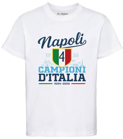 MAGLIERIA CONFORTI Maglietta per Bambini 4° Scudetto Napoli Campione d'Italia 2024 2025 Campionato di Calcio